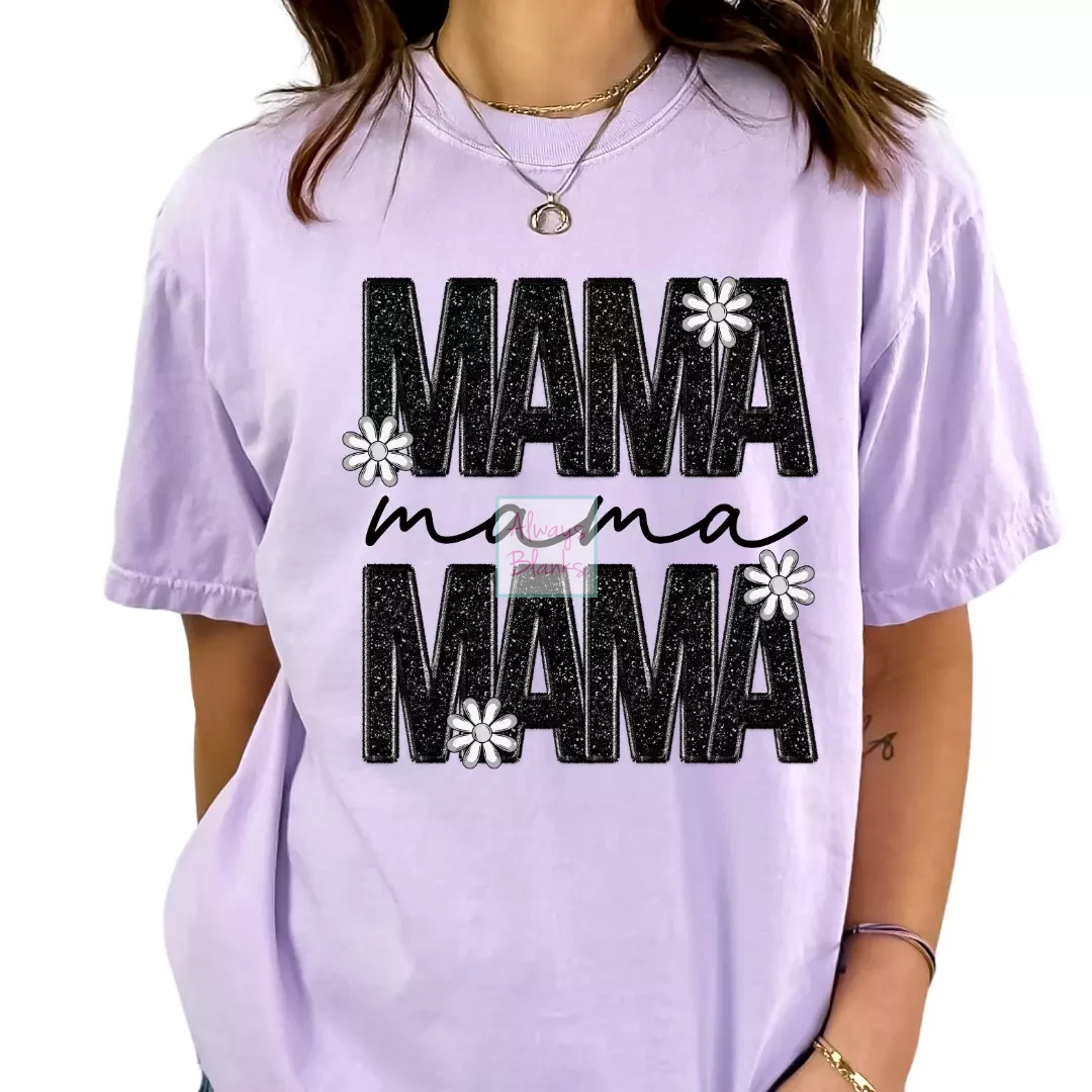 Faux Sequins Mama (Faux Embroidery) Mom DTF TRANSFER or UV DTF STICKER DECAL