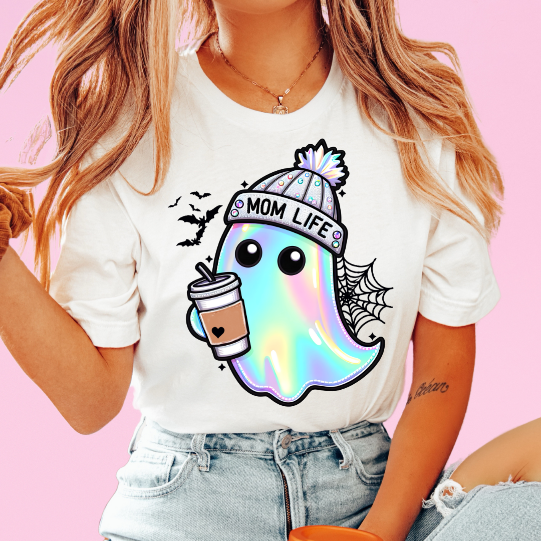 Mom Life Ombre Ghost Halloween DTF TRANSFER or UV DTF STICKER
