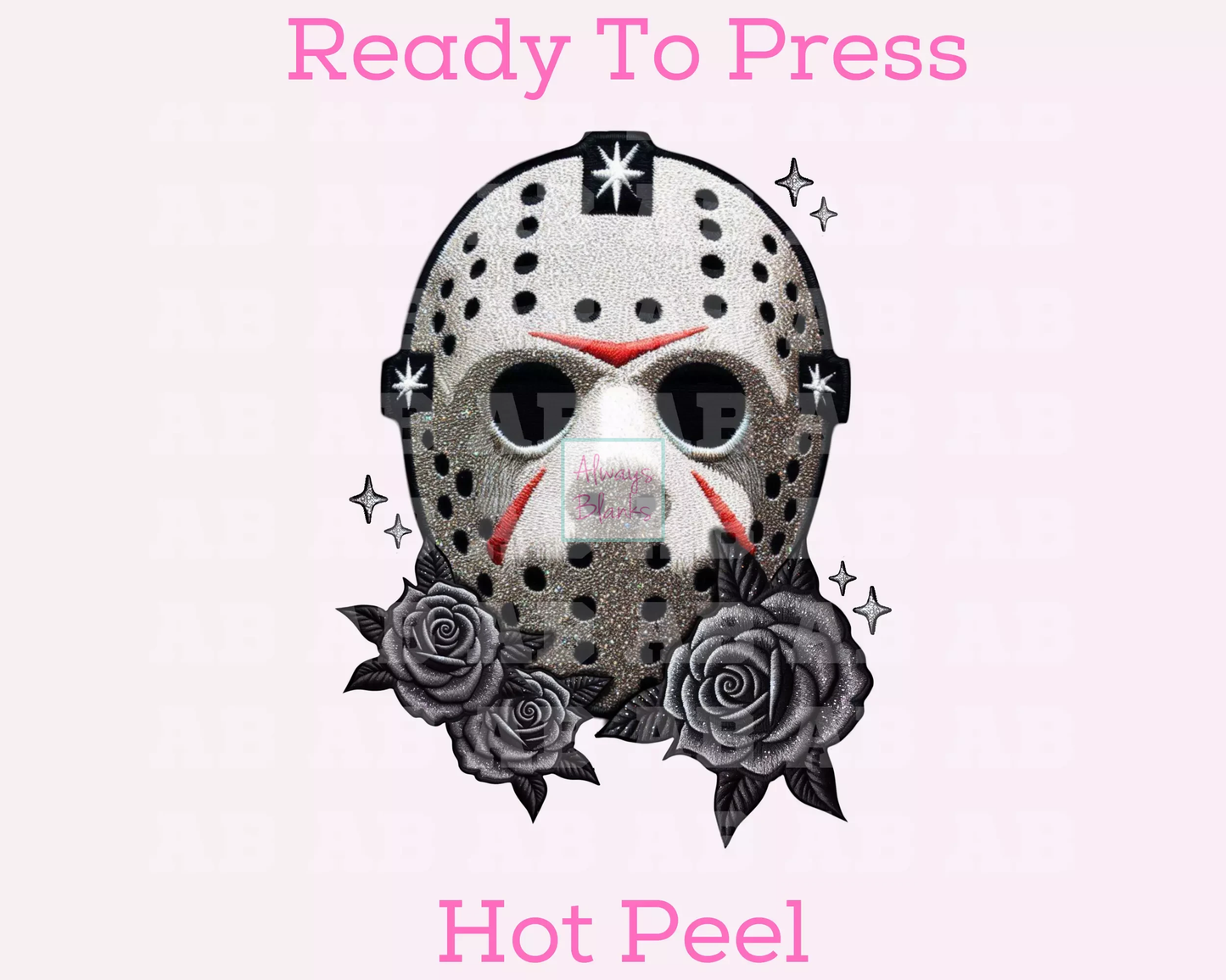 Jason And Roses (Faux Embroidery) Halloween DTF TRANSFER or UV DTF STICKER