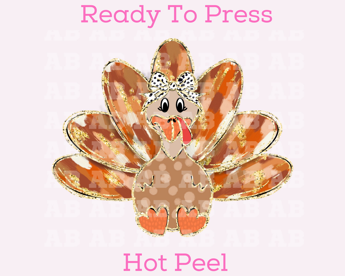 Neutral Coquette Turkey (Confetti Bow) Thanksgiving DTF TRANSFER or UV DTF STICKER