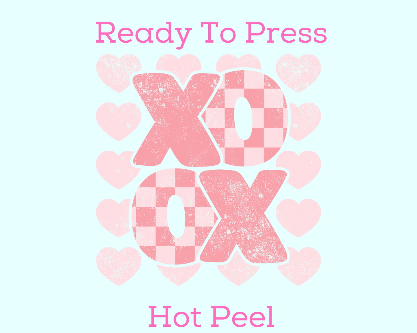 Checkered Pink XOXO (Distressed) Valentine's Day DTF TRANSFER