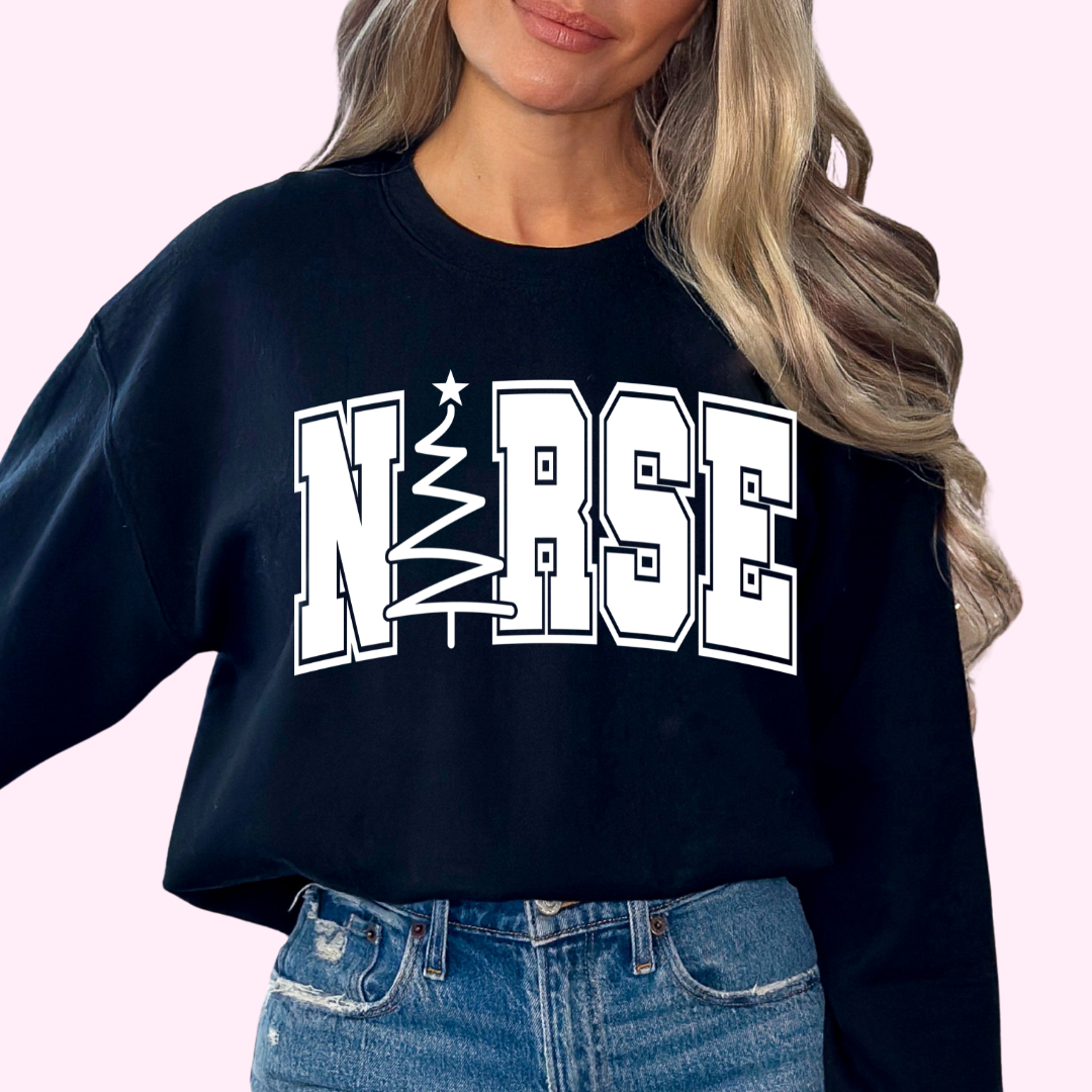 Christmas NURSE Varsity (White) Nurse Christmas DTF TRANSFER or UV DTF STICKER