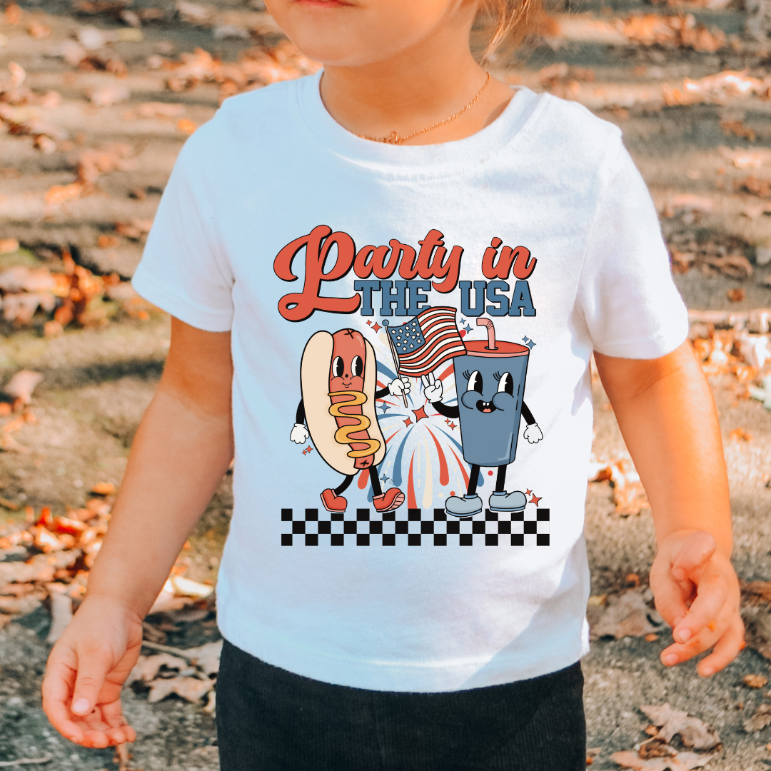 Retro Food Party In The USA Patriotic DTF TRANSFER or UV DTF STICKER