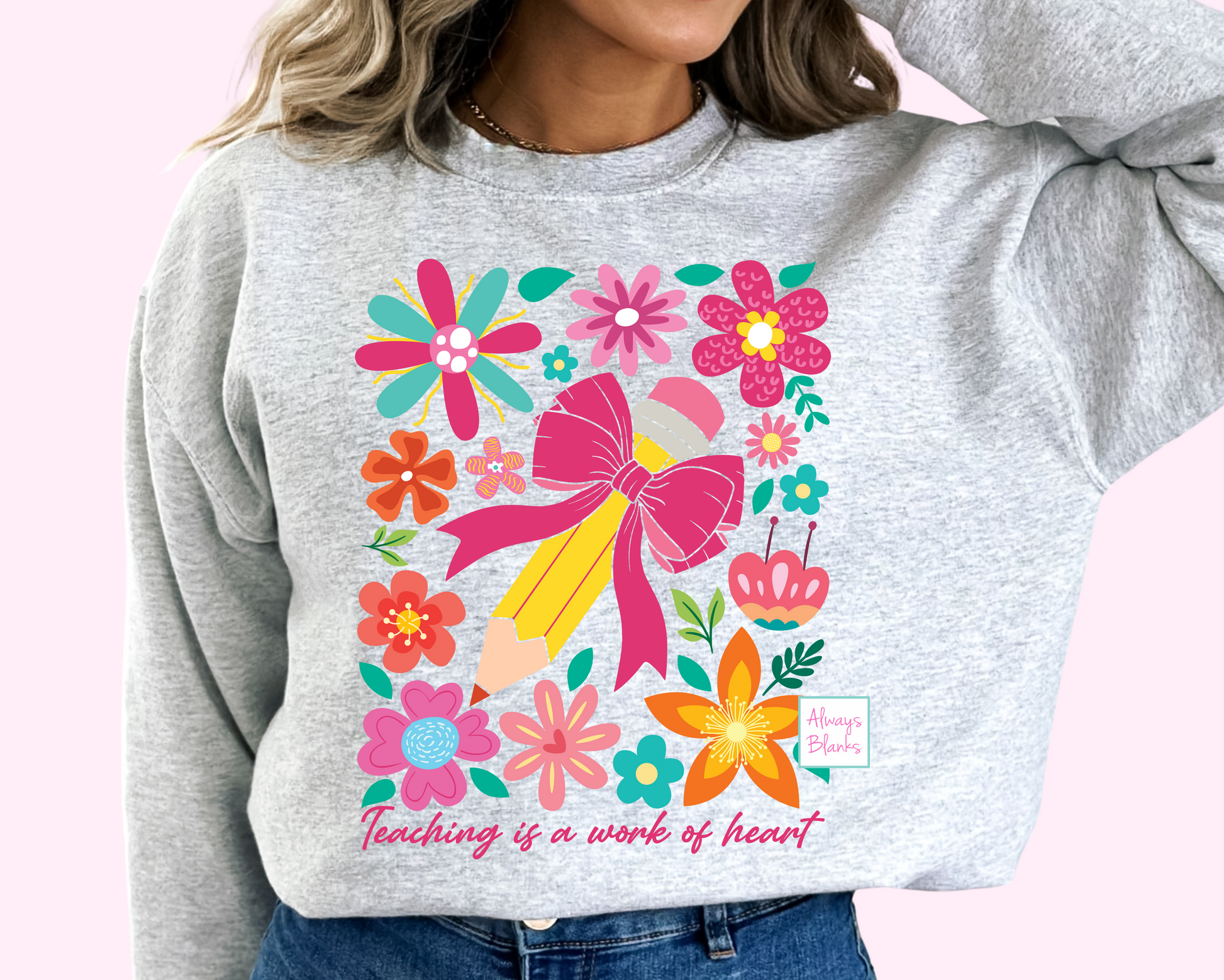 Teaching is a work of heart flower DTF TRANSFER or UV DTF STICKER DECAL