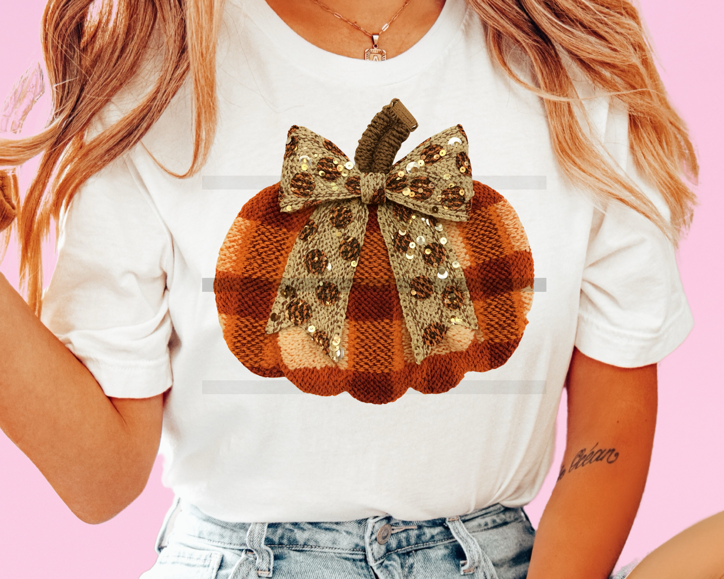 Plaid Faux Yarn Pumpkin Fall Halloween DTF TRANSFER