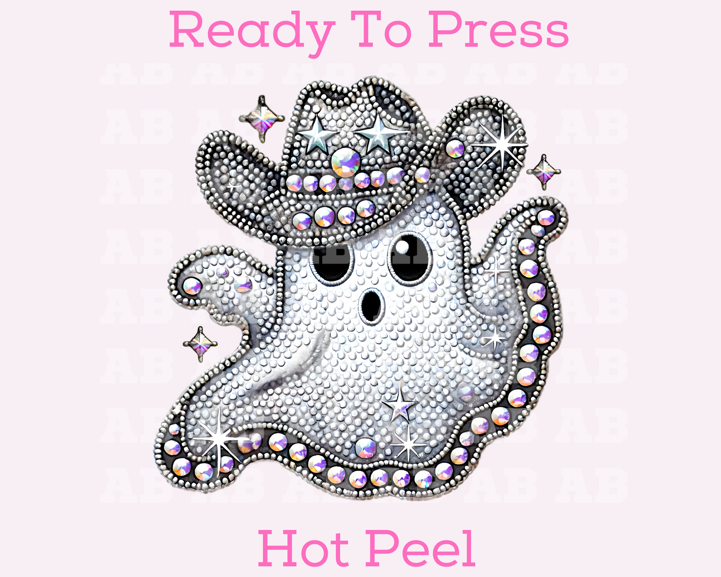 Cowboy Western Ghost (Faux Sequins) Halloween DTF TRANSFER or UV DTF STICKER