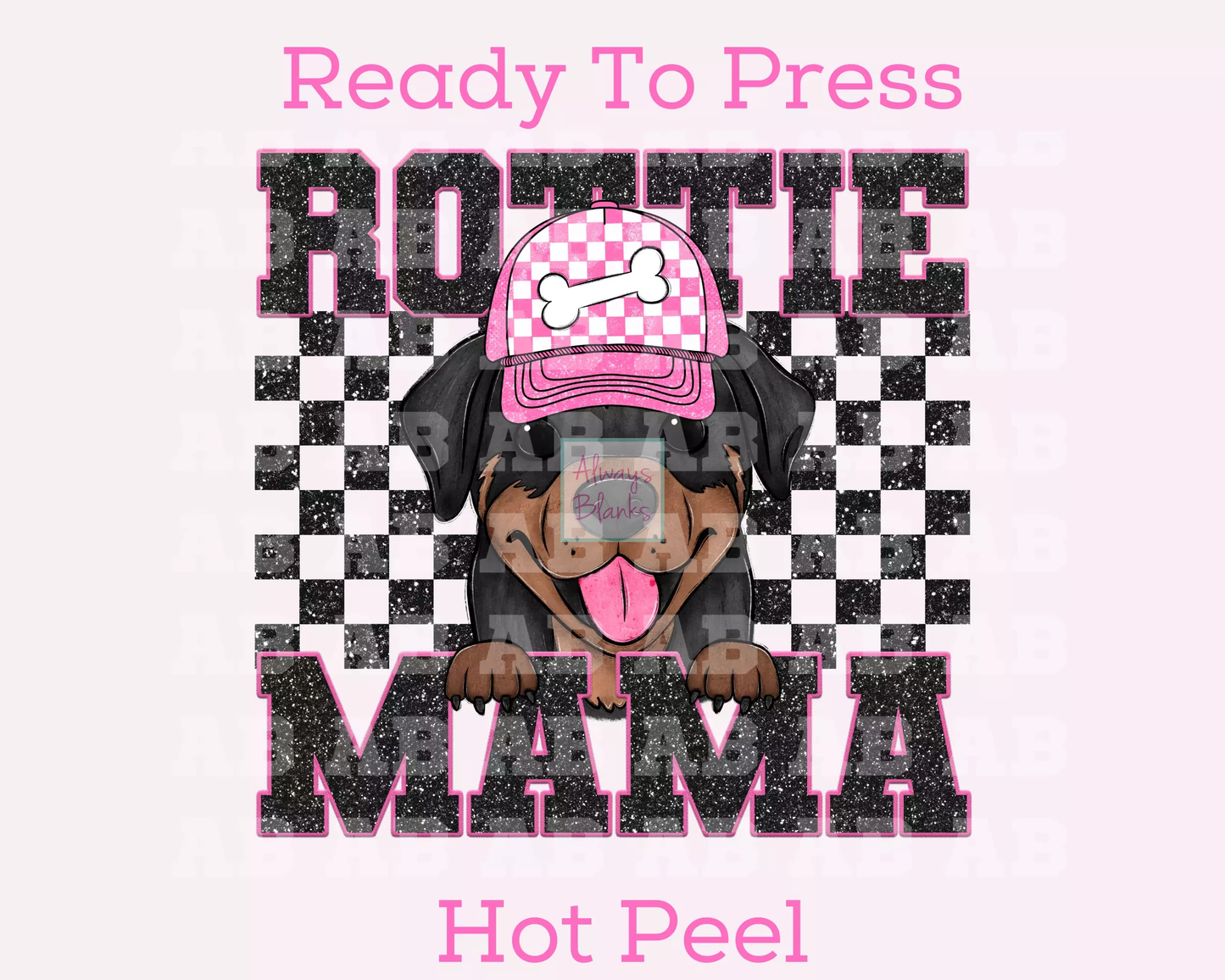 Rottie Mama (Black) Faux Sequins Faux Embroidery Mom DTF TRANSFER or UV DTF STICKER DECAL