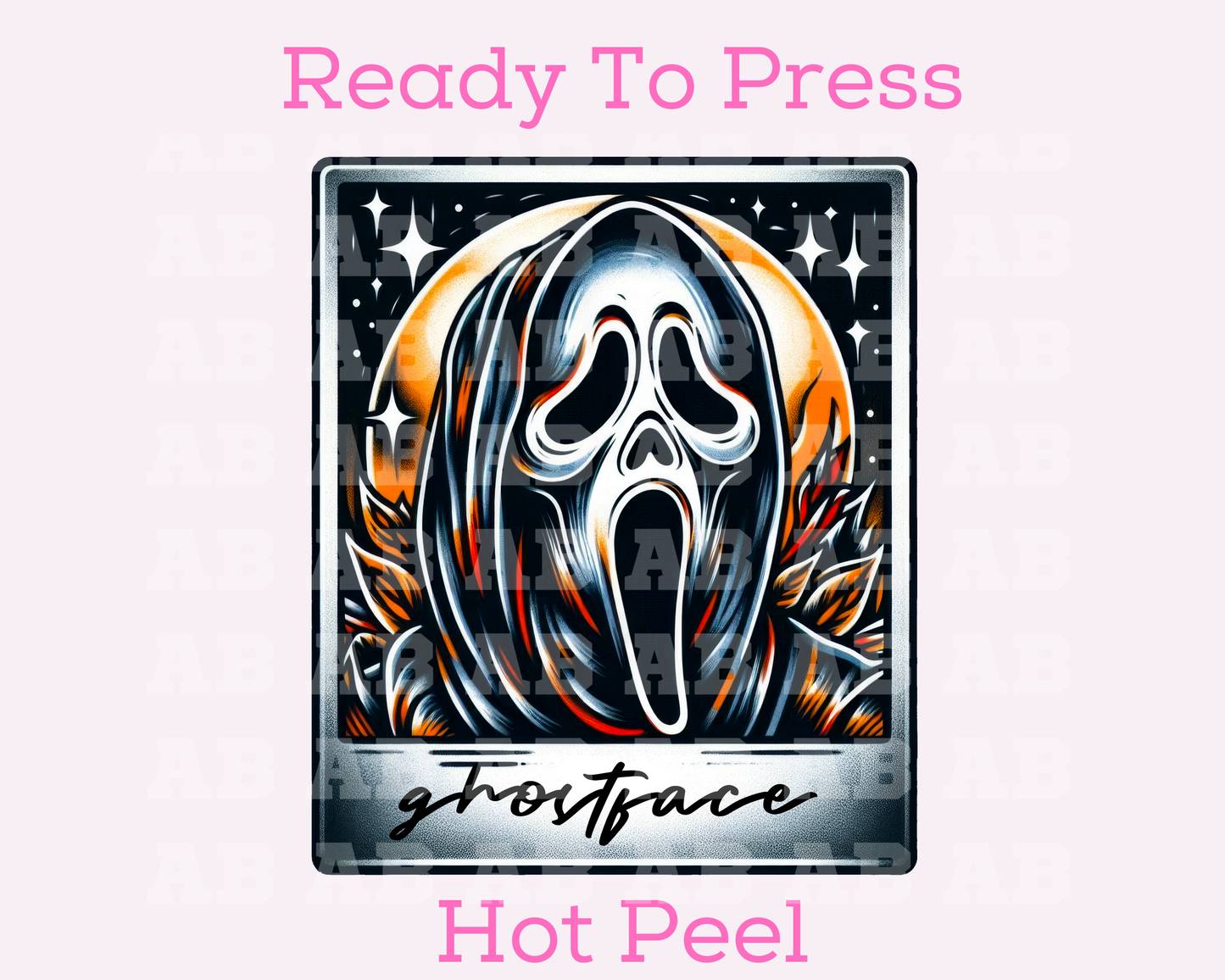 Ghostface Polaroid Halloween DTF TRANSFER or UV DTF STICKER