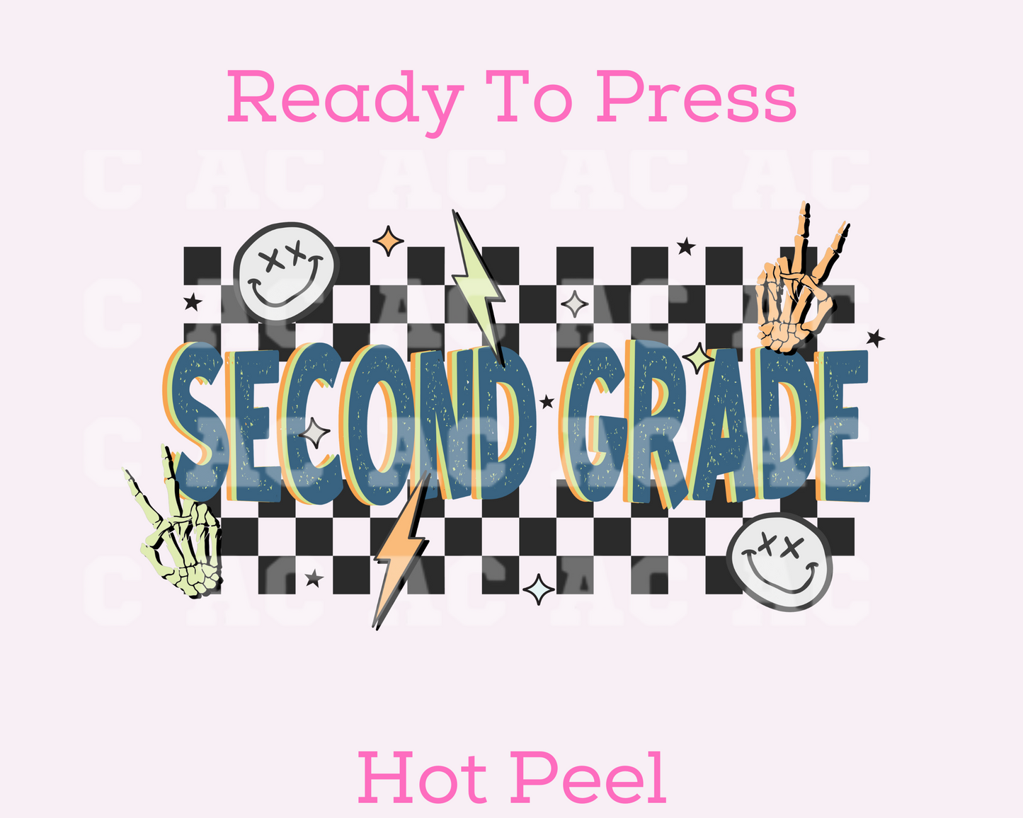 Checkered Second Grade 2nd Grade DTF TRANSFER or UV DTF STICKER