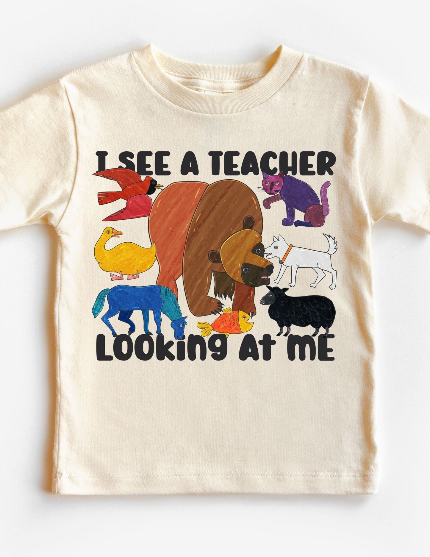 Brown Bear I See a Teacher DTF TRANSFER or UV DTF STICKER DECAL