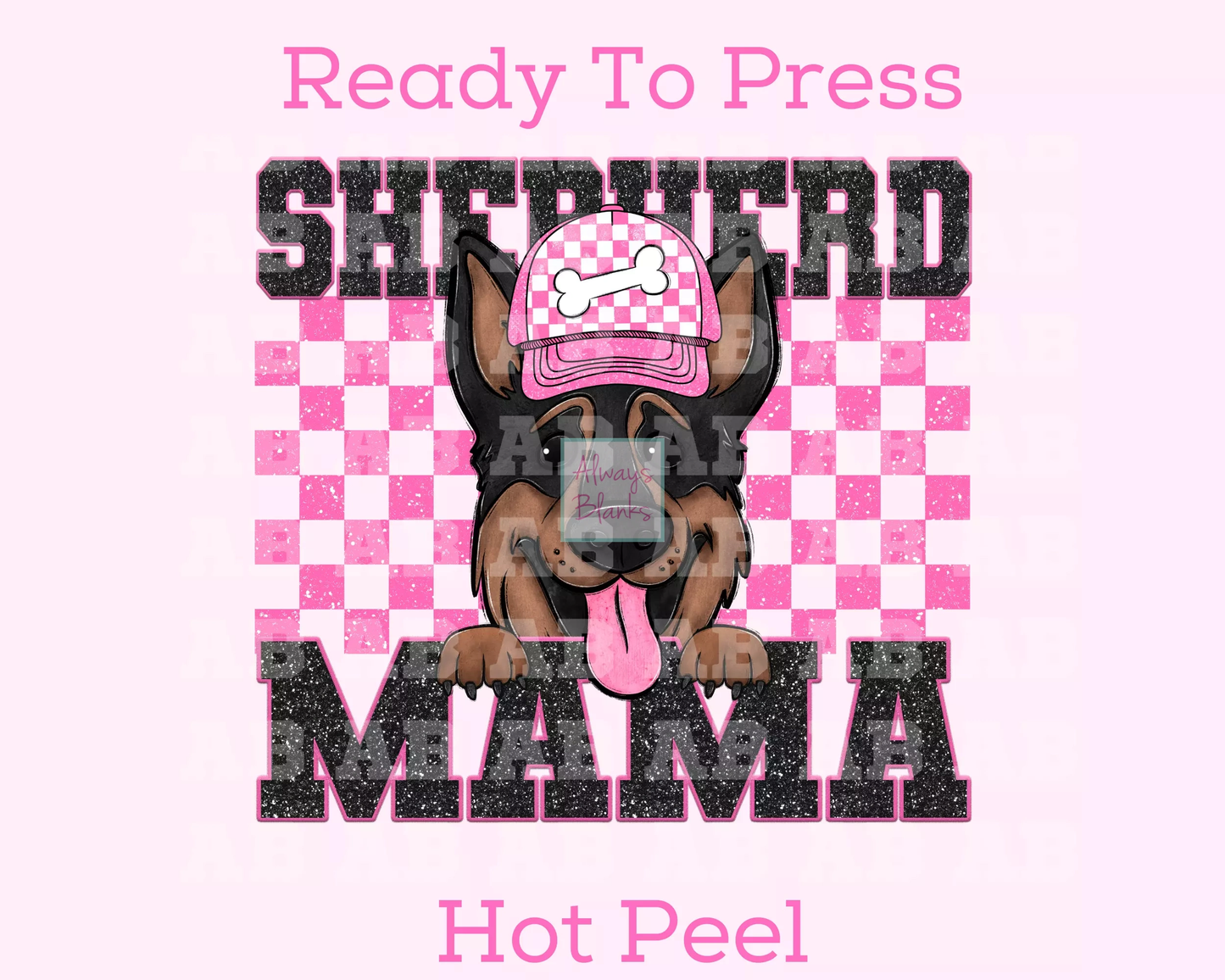 Shepherd Mama (Pink) Faux Sequins Faux Embroidery Mom DTF TRANSFER or UV DTF STICKER DECAL