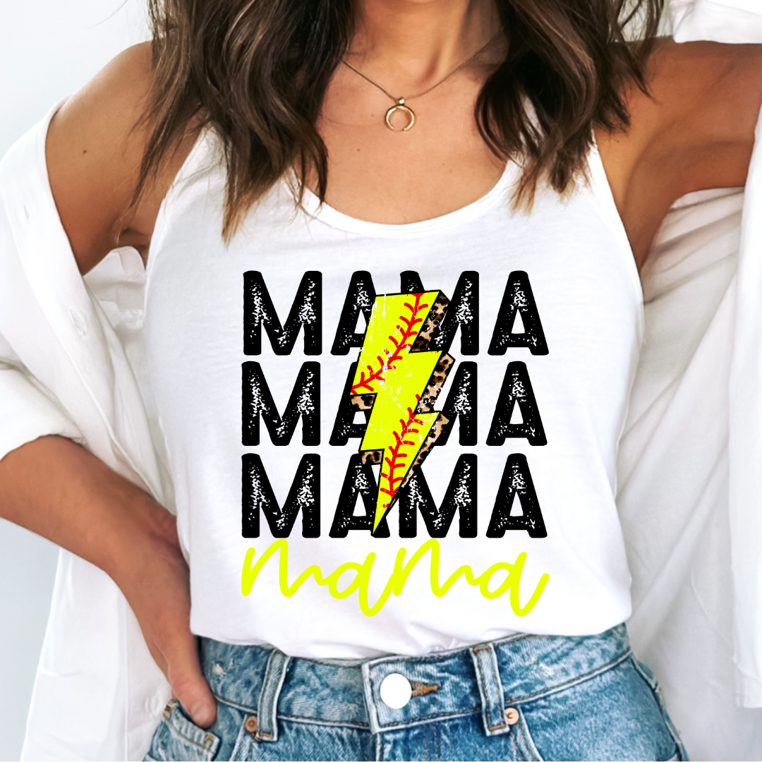 Softball Mama (Distressed) Softball Mom DTF TRANSFER or UV DTF STICKER DECAL