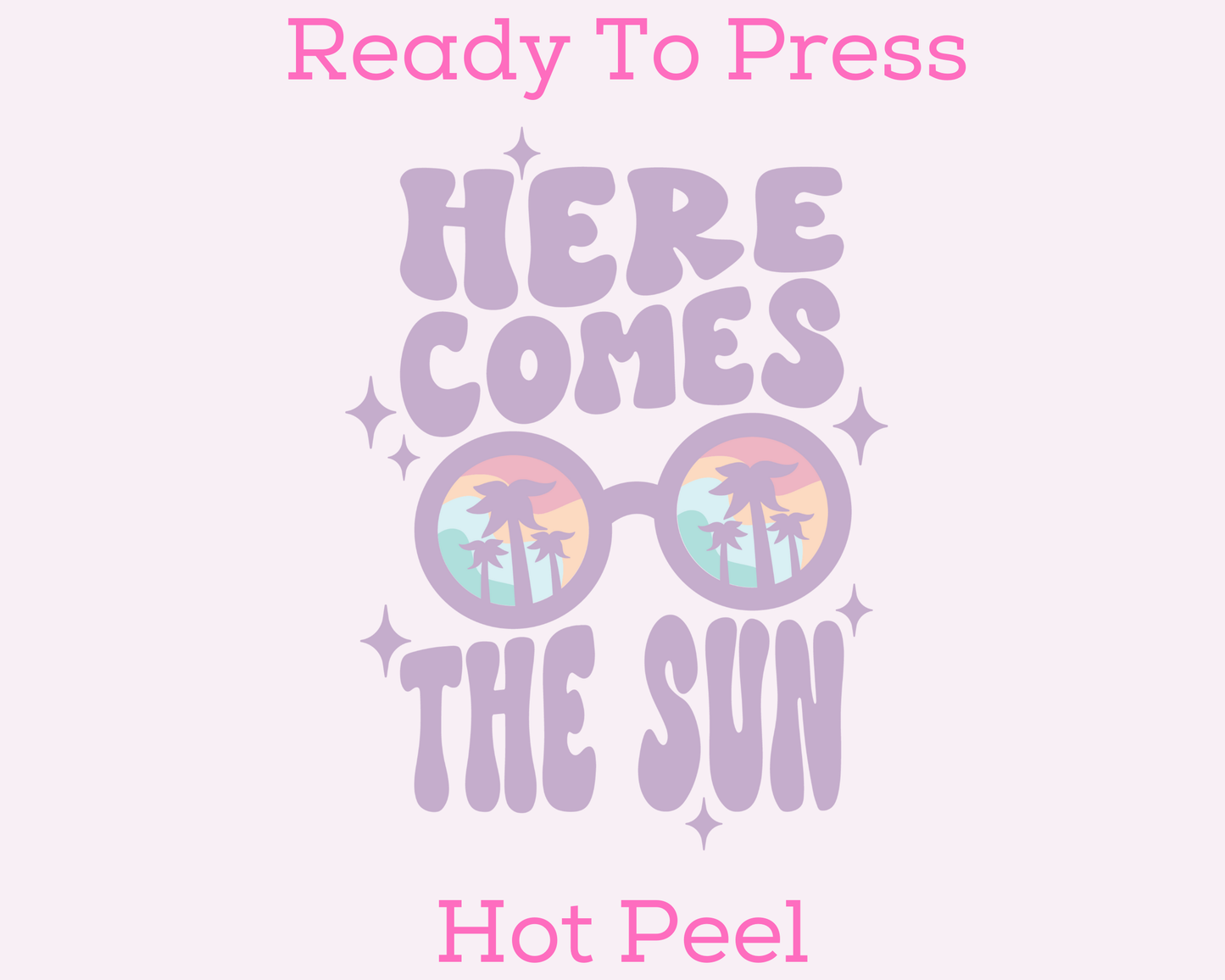 Here Comes The Sun Purple Summer DTF TRANSFER or UV DTF STICKER