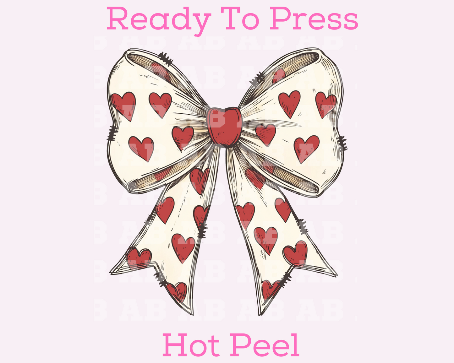 White Coquette Bow With Red Hearts Trendy Valentine's Day DTF TRANSFER or UV DTF STICKER DECAL
