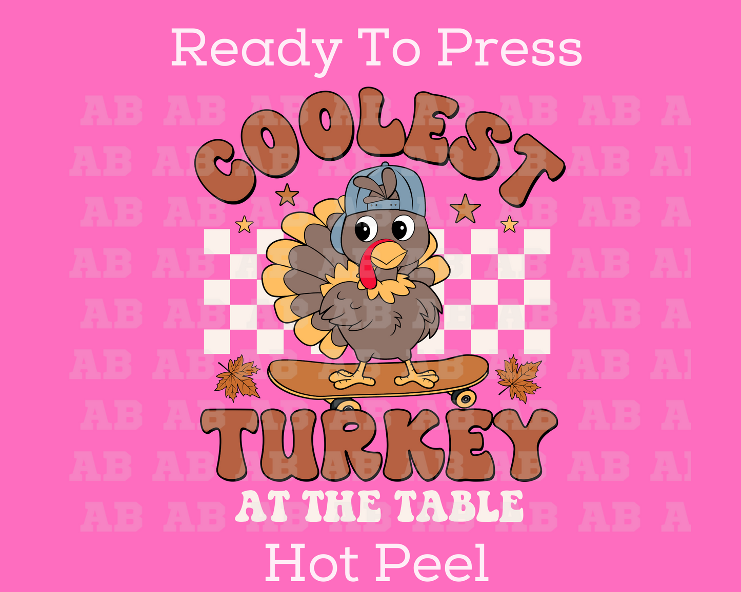 Coolest Skateboarding Turkey (White) Thanksgiving DTF TRANSFER or UV DTF STICKER DECAL