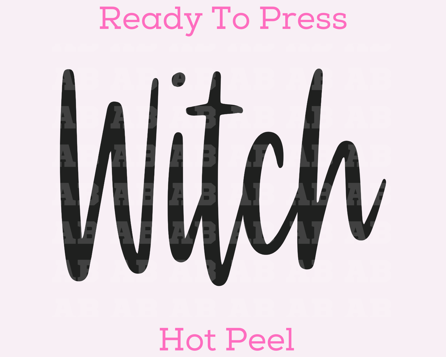 Script Witch (Black) Halloween DTF TRANSFER or UV DTF STICKER