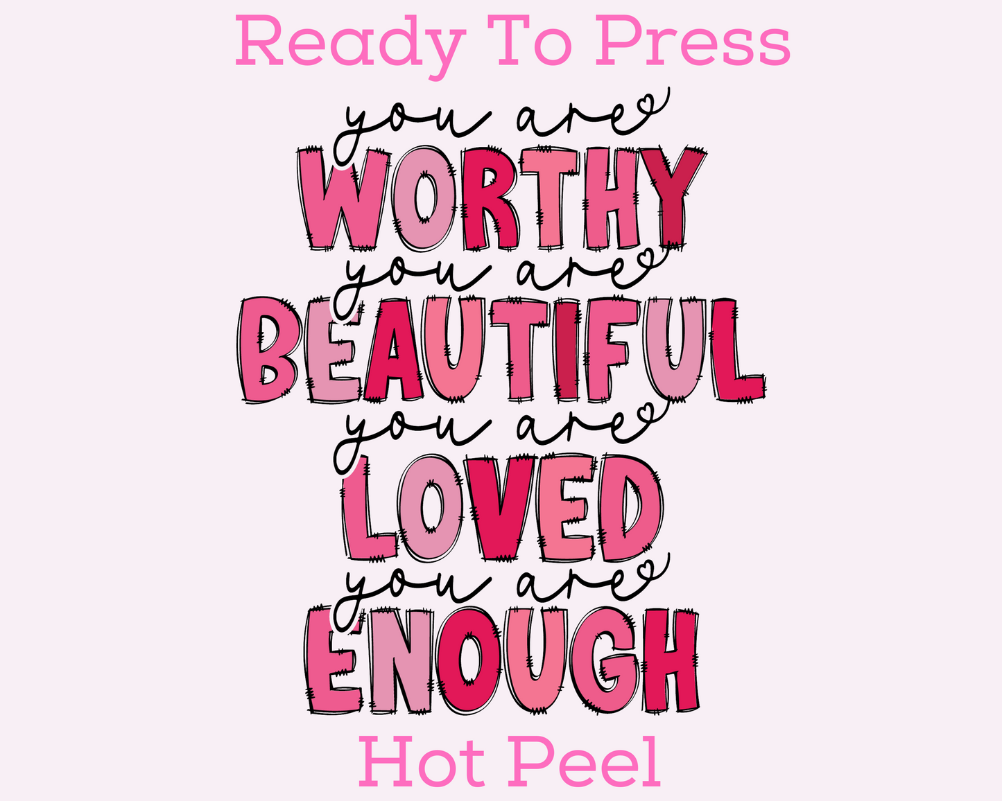 Pink Valentine's Affirmations Valentines Day DTF TRANSFER or UV DTF STICKER