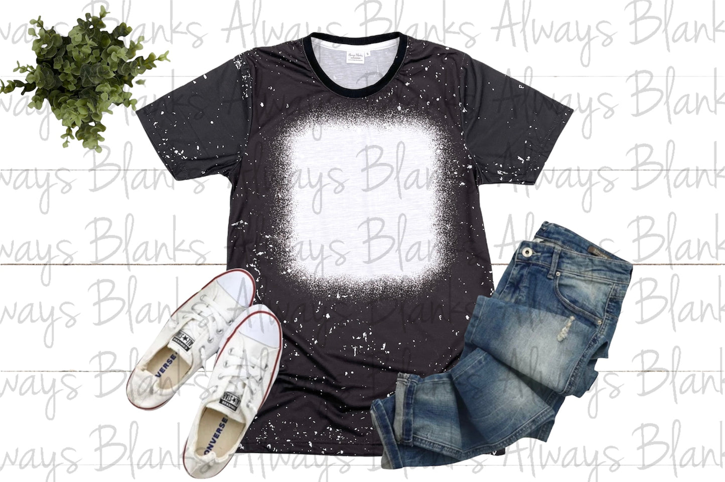 ADULT MOCK UP BLACK BLEACHED STYLE 100% Polyester Shirt