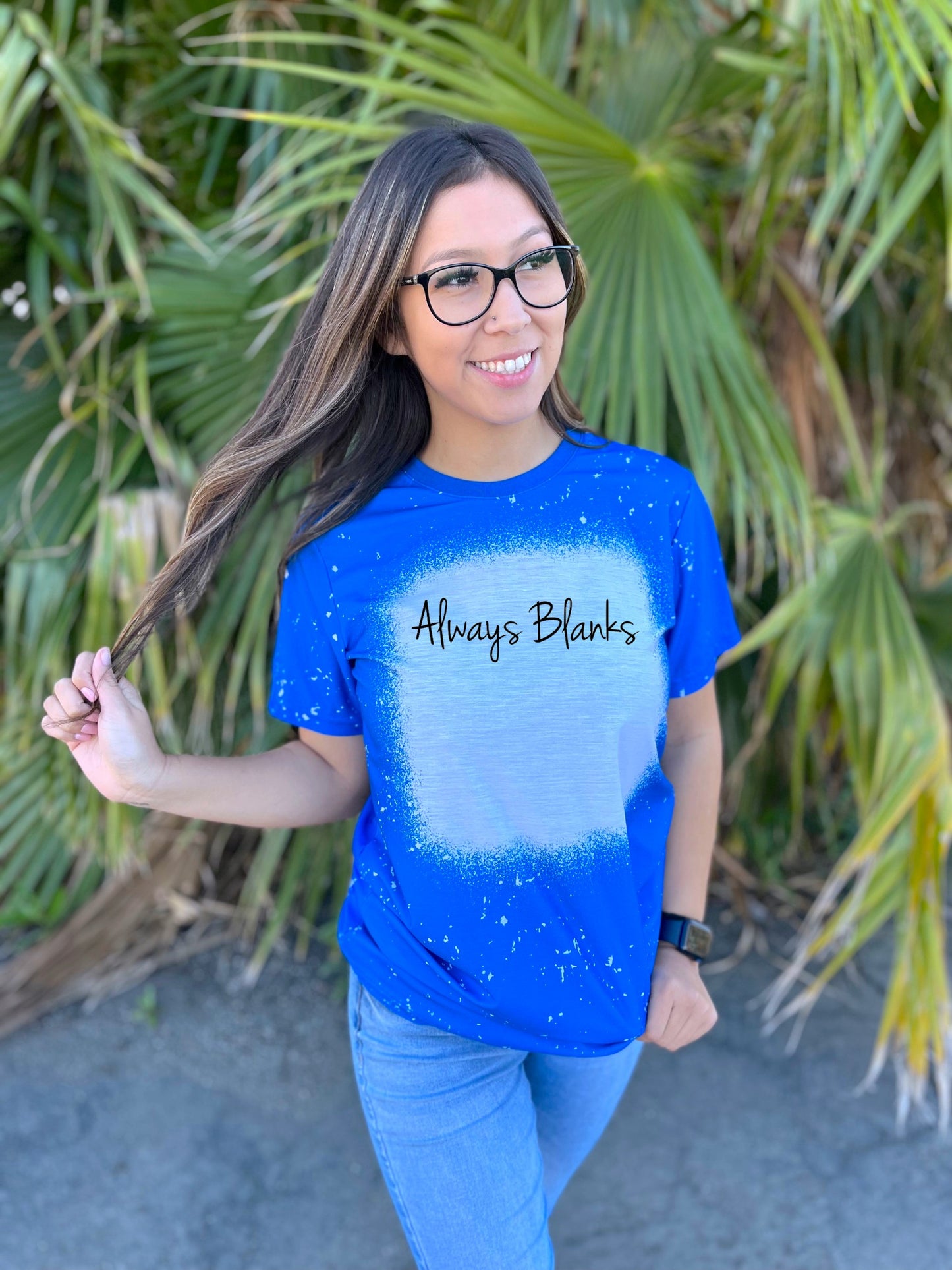 MODEL MOCK UP ADULT Blue BLEACHED STYLE Short Sleeve