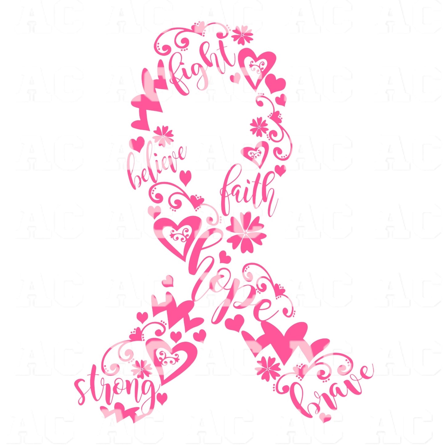 Faith Believe Hope Ribbon DTF TRANSFER or UV DTF STICKER DECAL