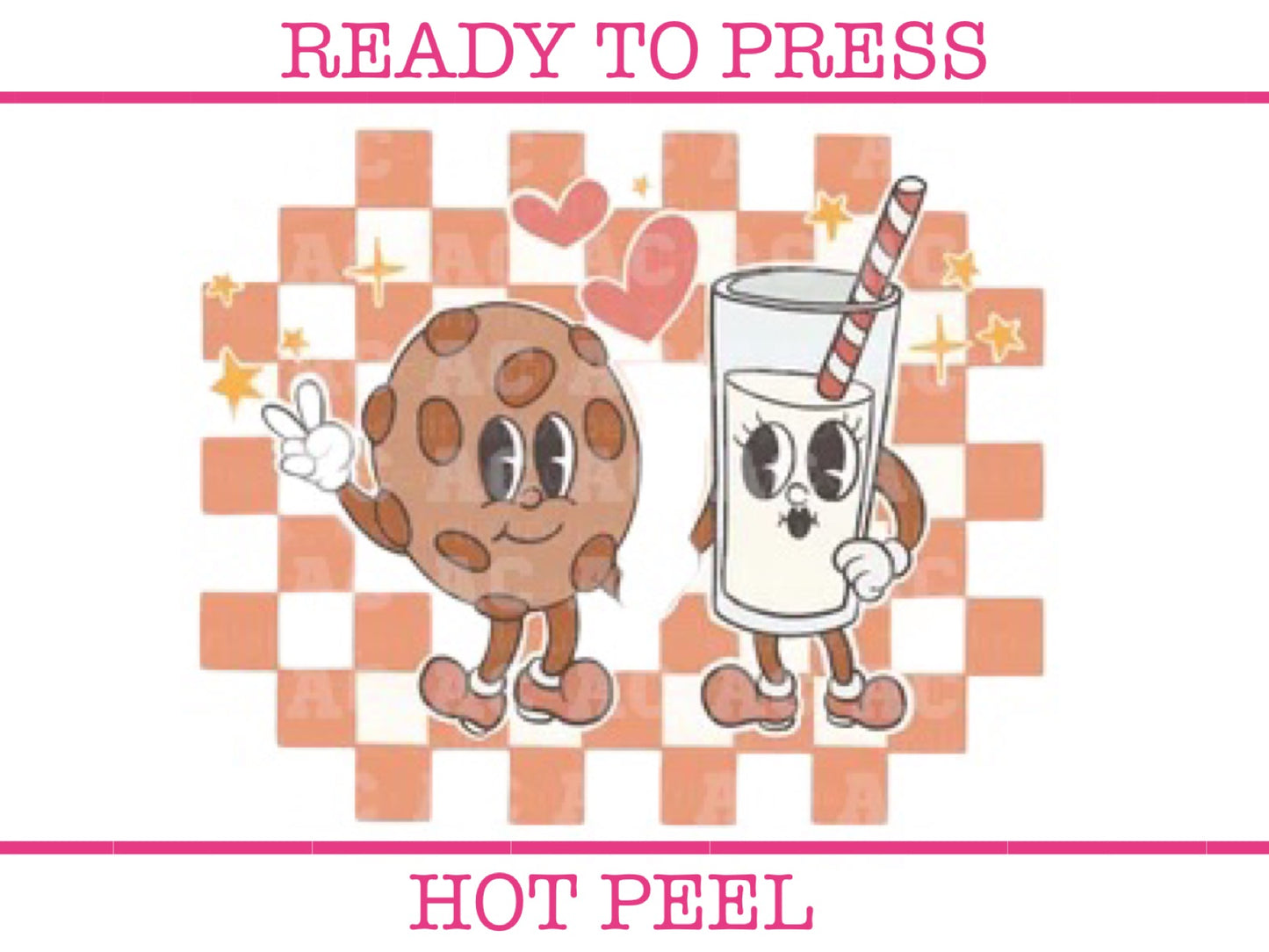 Milk and Cookie Checkered Valentine's Day DTF TRANSFER or UV DTF STICKER