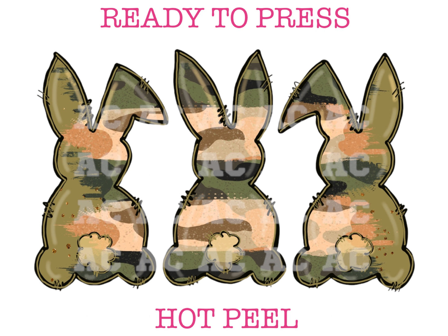 Camo Boy Bunny Trio Easter DTF TRANSFER