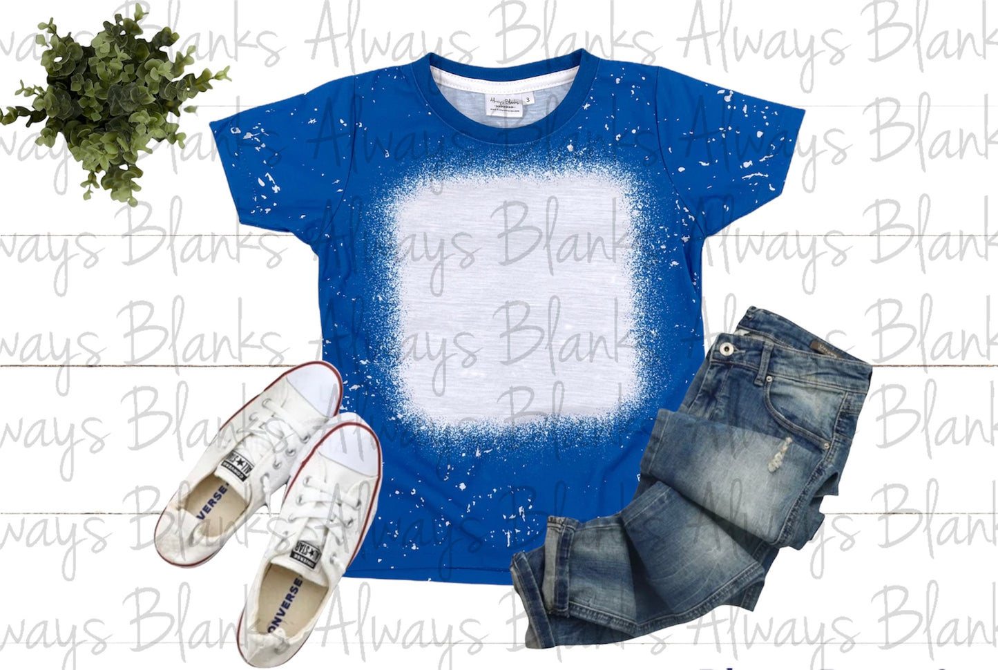 KIDS MOCK UP BLUE BLEACHED STYLE 100% Polyester Shirt