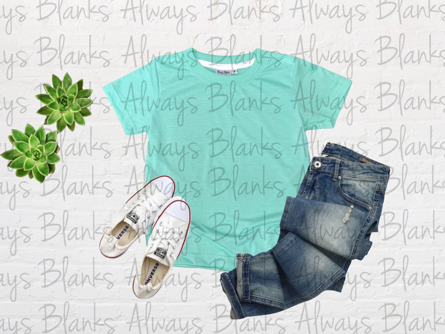 KIDS MOCK UP Mint 100% Short Sleeve Shirt