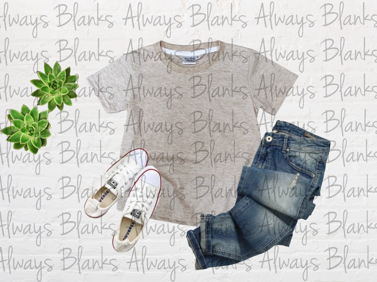 KIDS MOCK UP Oatmeal 100% Short Sleeve Shirt