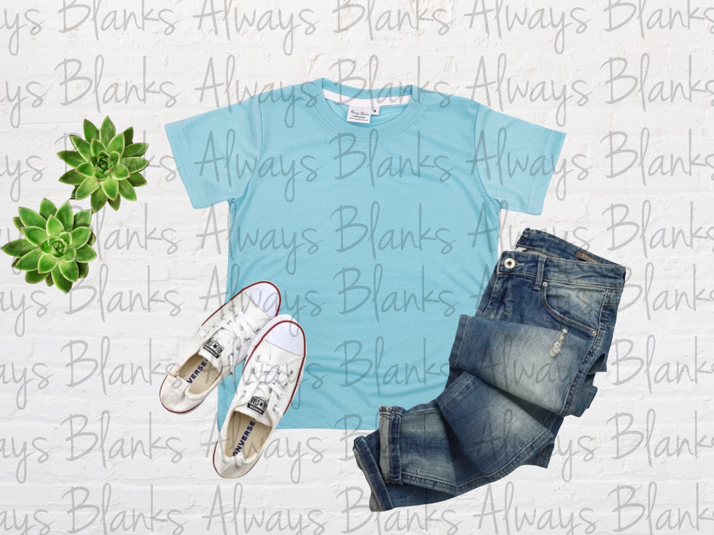 KIDS MOCK UP Sky Blue 100% Short Sleeve Shirt