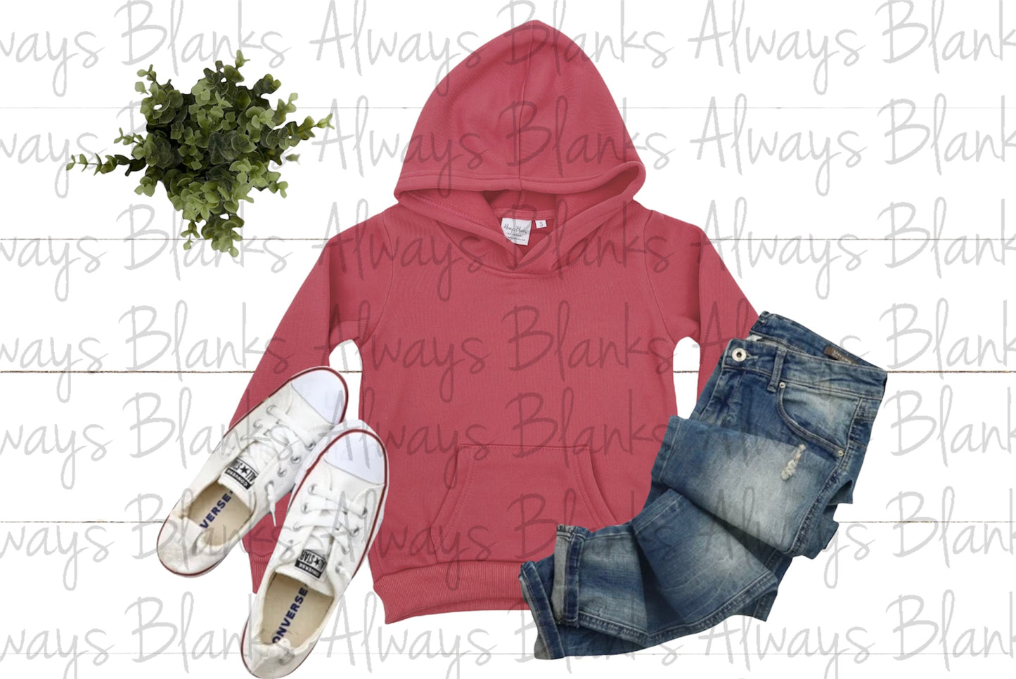 KIDS MOCK UP 100% Vintage Red FLEECE HOODIE