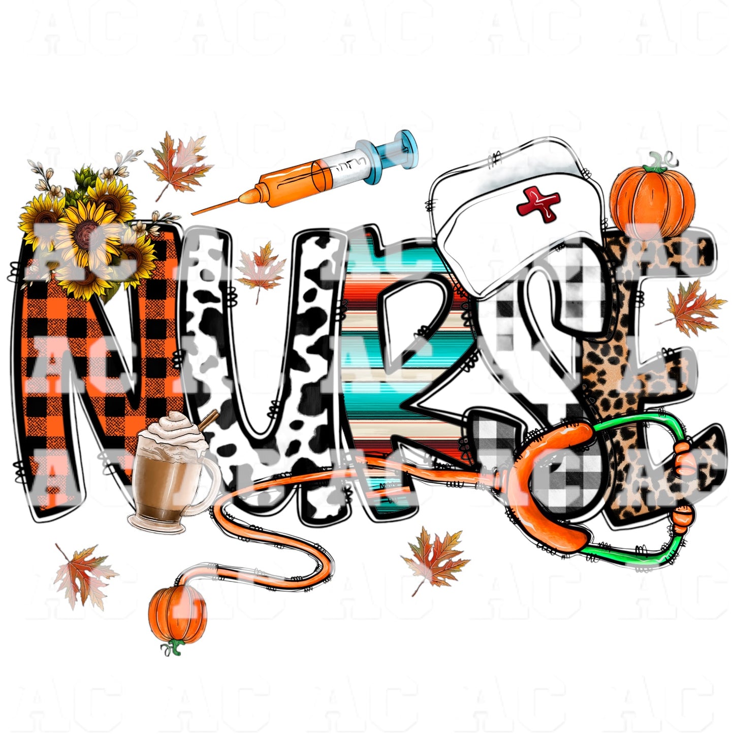 Nurse Fall DTF TRANSFER or UV DTF STICKER DECAL