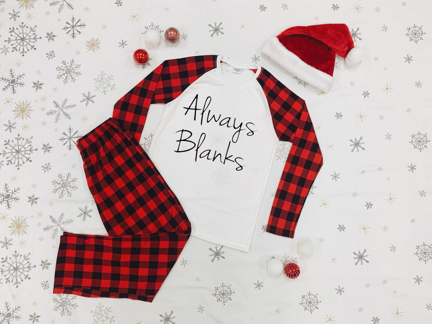 ADULT MOCK UP Red and White Plaid Pajamas 100% Polyester