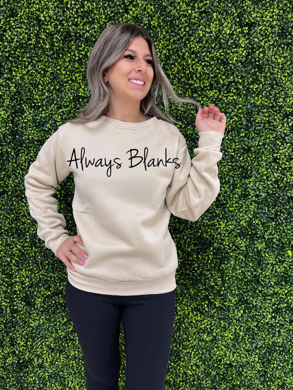 MODEL MOCK UP ADULT 100% Beige Lightweight Fleece Sweatshirt