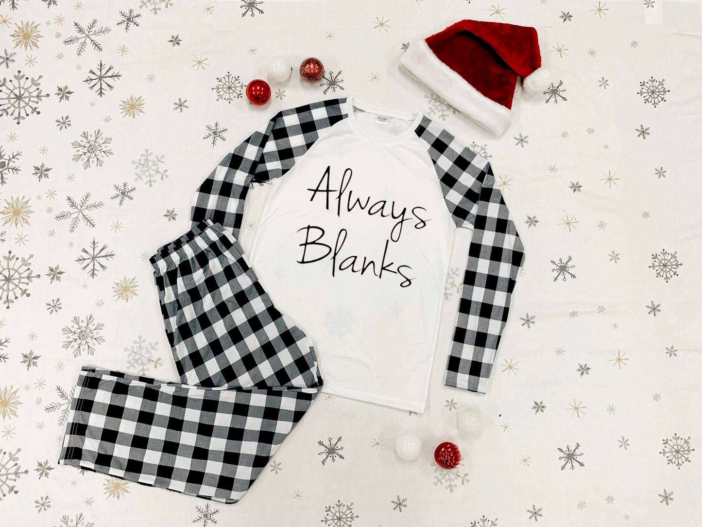 ADULT MOCK UP Black and White Plaid Pajamas 100% Polyester