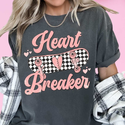 Heartbreaker Checkered Skateboard Valentines Day DTF TRANSFER