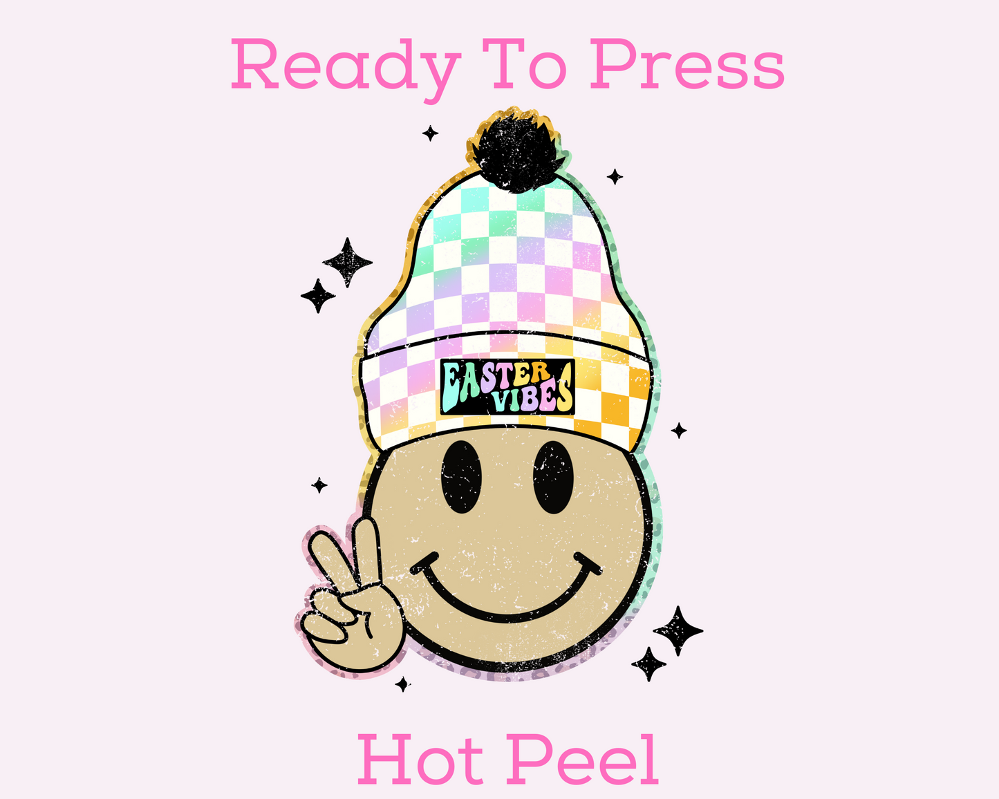 Happy Easter Vibes Beanie (Pastel) Easter DTF TRANSFER