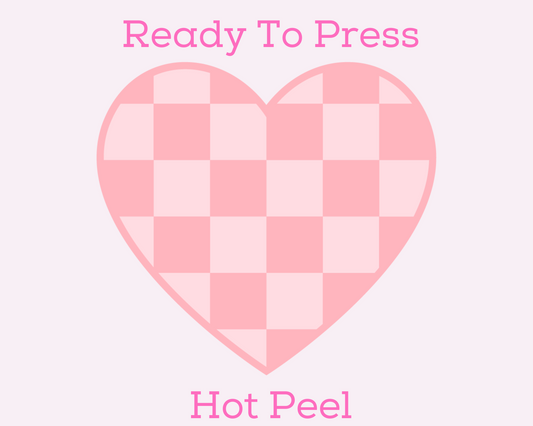Pink Checkered Heart Valentines Day DTF TRANSFER or UV DTF STICKER
