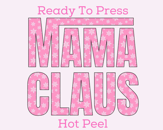 Pink Mama Claus DTF TRANSFER or UV DTF STICKER or UV DTF STICKER DECAL