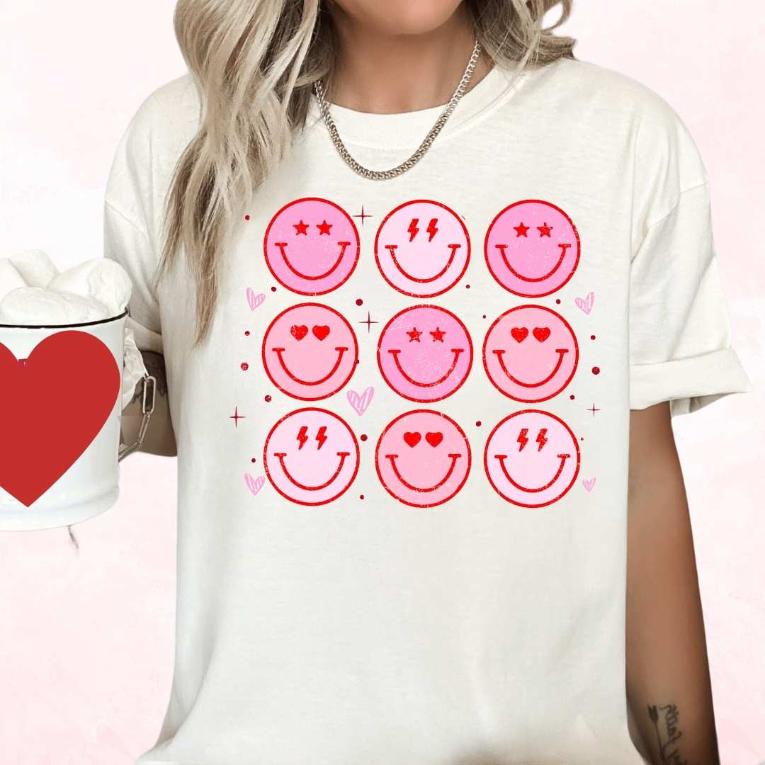 Pink Happy Hearts Collage Valentines Day DTF TRANSFER