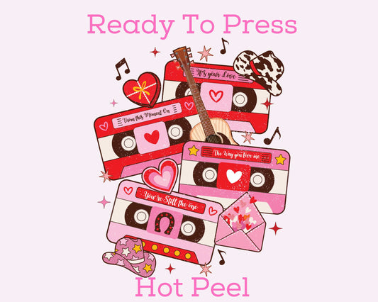 Love Songs Cassette Collage Valentines Day DTF TRANSFER or UV DTF STICKER