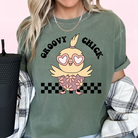 Groovy Chick Easter DTF TRANSFER or UV DTF STICKER