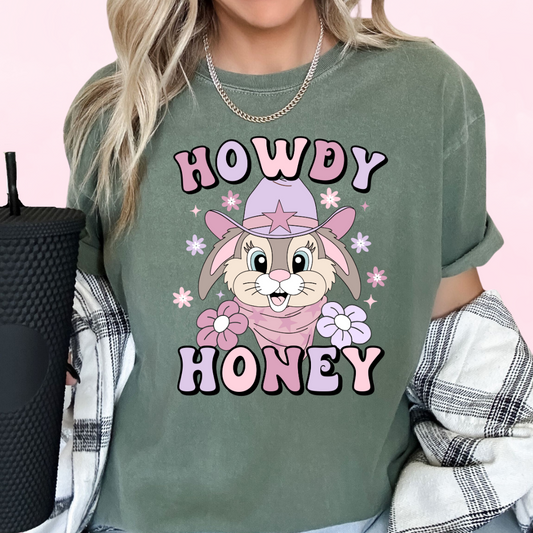 Howdy Honey Bunny Easter Western DTF TRANSFER or UV DTF STICKER or UV DTF STICKER