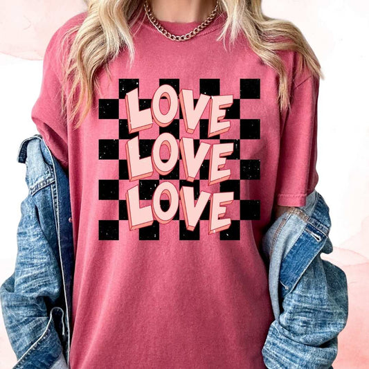 Checkered Love Valentine's Day DTF TRANSFER