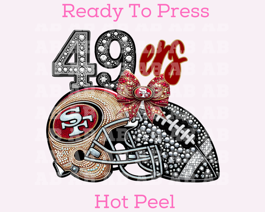 49ers Faux Sequins Faux Embroidery Football DTF TRANSFER