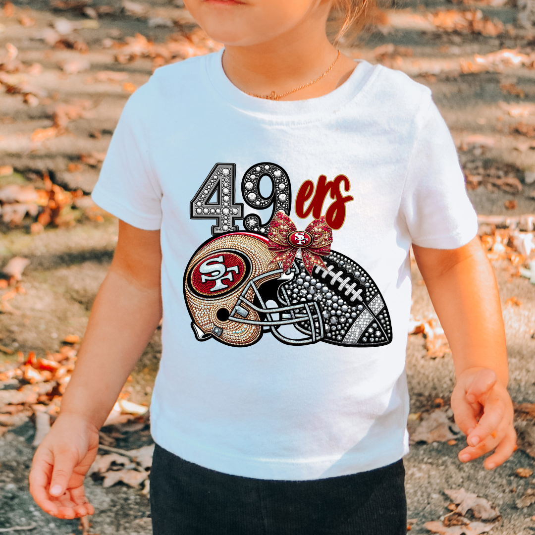 49ers Faux Sequins Faux Embroidery Football DTF TRANSFER