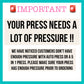 a sign that says your press needs a lot of pressure
