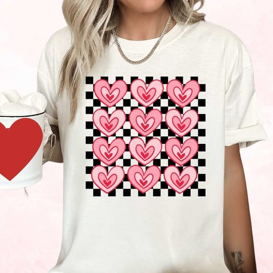 Checkered Heart Set Valentines Day DTF TRANSFER