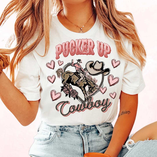 Pucker Up Cowboy Valentines Day DTF TRANSFER