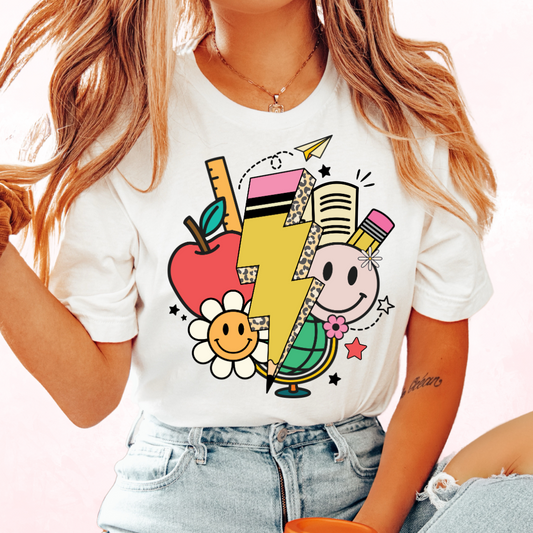 Retro Teacher Collage DTF TRANSFER or UV DTF STICKER DECAL